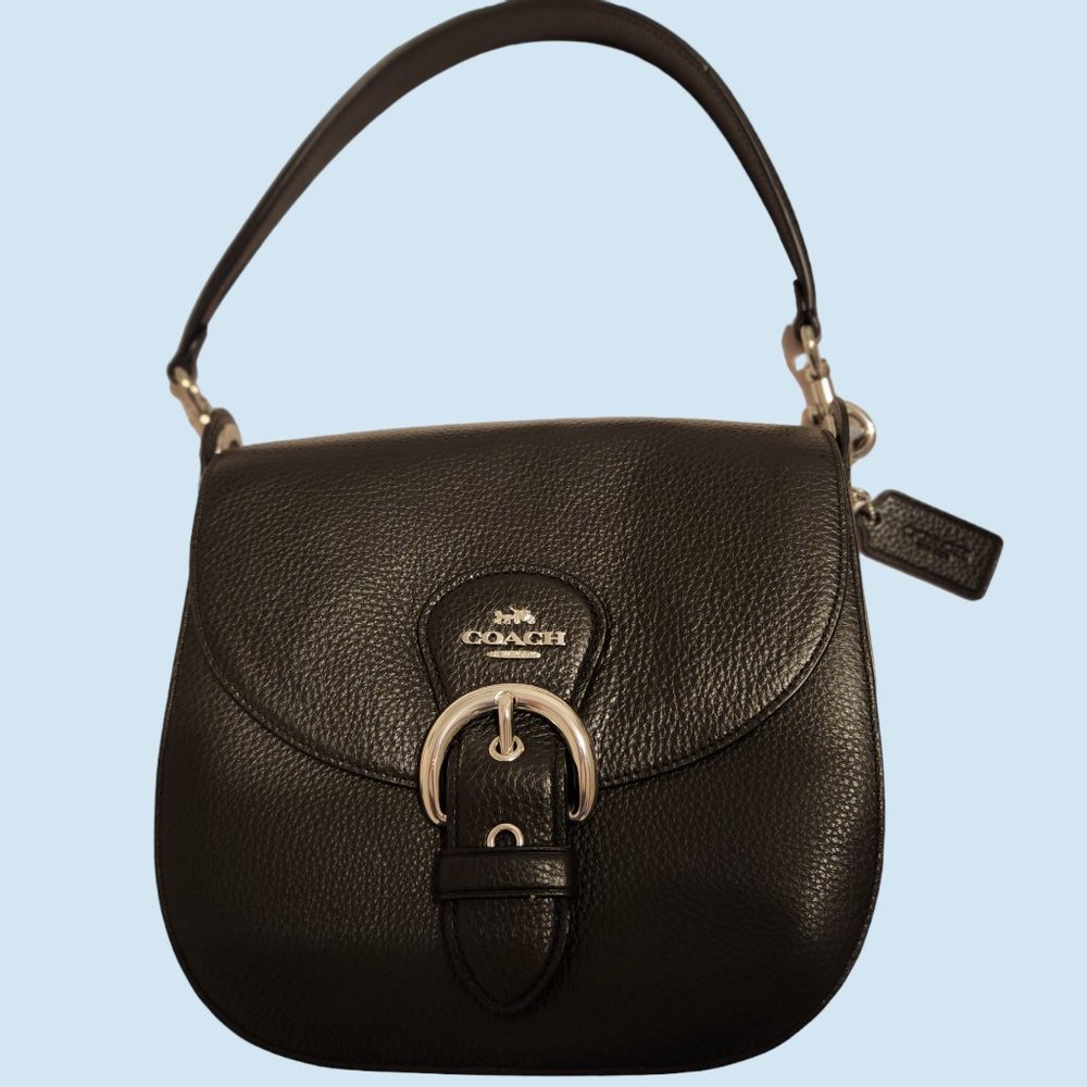* SOLD * Coach Black Pebbled Leather Shoulder Bag. NWOT.